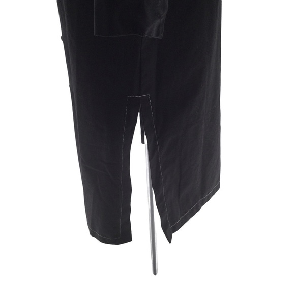 The Weeknd Black Denim Contrast White Stitch Long Trench Coat - Picture 5 of 15